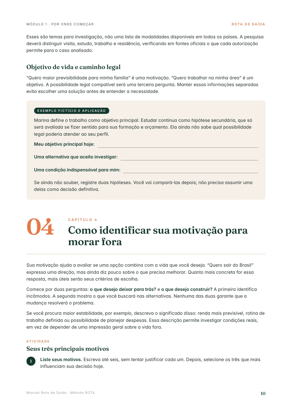 Página real do Manual Rota de Saída